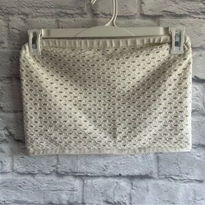 PREOWNED AERIE TERRY WHITE CROPPED TUBE TOP SIZE LARGE L